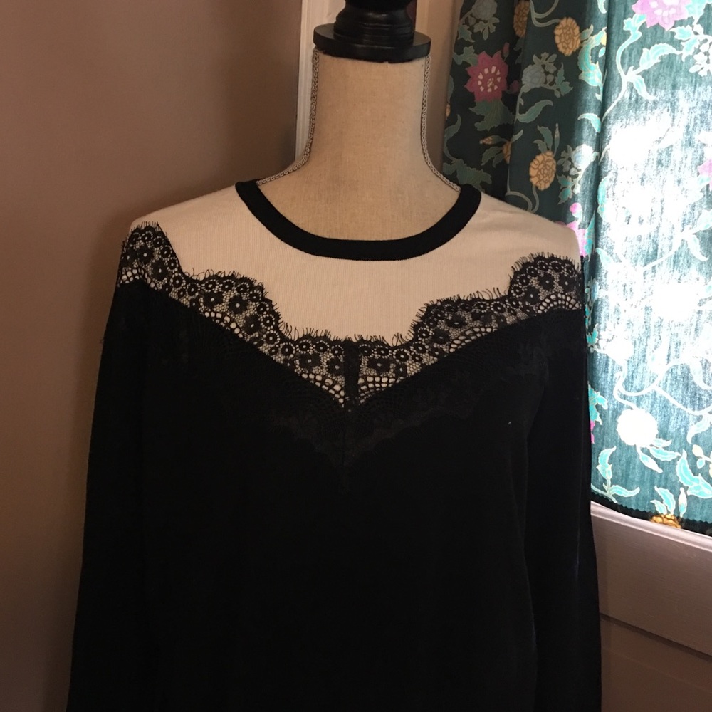 Lane Bryant Black and White Lace Sweater - Picture 2 of 6